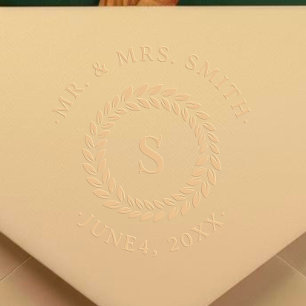 Rustic Mr & Mrs Monogram Wedding Date Embosser