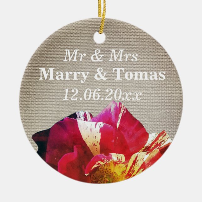 Rustic Mr & Mrs Save the date Ornament (Front)