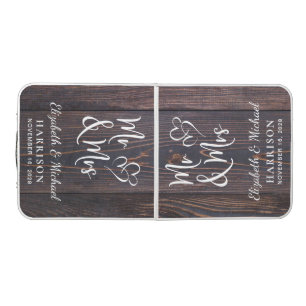 Rustic Mr Mrs Wedding Beer Pong Table