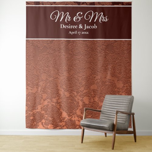 Rustic Mrs  Mrs Fall Terracotta Photo Booth Tapestry