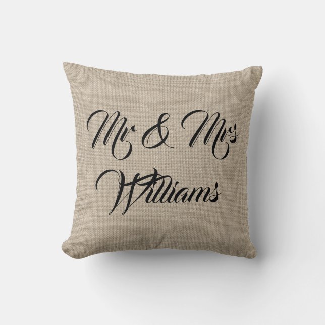 Rustic Mrs. & Mrs. Pillow (Front)