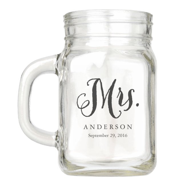 Rustic Mrs. Wedding Mason Jar (Back)