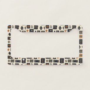 Rustic Mudcloth Geometric Pattern (1) License Plate Frame