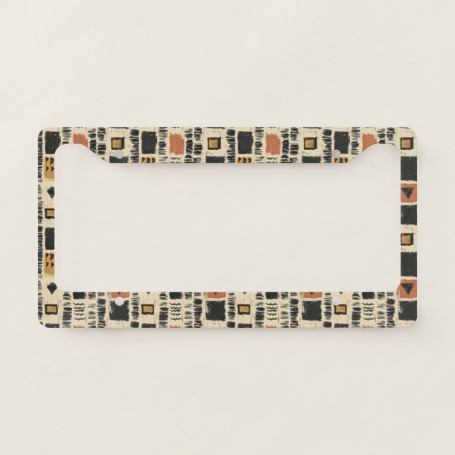 Rustic Mudcloth Geometric Pattern (2) License Plate Frame (Front)