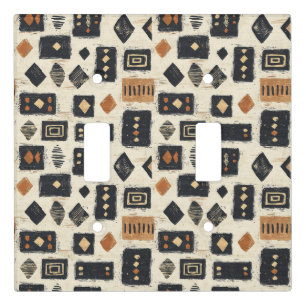 Rustic Mudcloth Geometric Pattern (2) Light Switch Cover