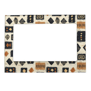 Rustic Mudcloth Geometric Pattern (2) Magnetic Frame