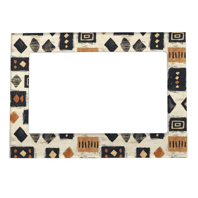 Rustic Mudcloth Geometric Pattern (2) Magnetic Frame (Front)
