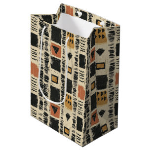 Rustic Mudcloth Geometric Pattern (2) Medium Gift Bag