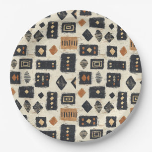 Rustic Mudcloth Geometric Pattern (2) Paper Plates