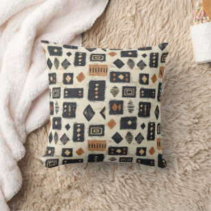 Rustic Mudcloth Geometric Pattern (2) Throw Pillow