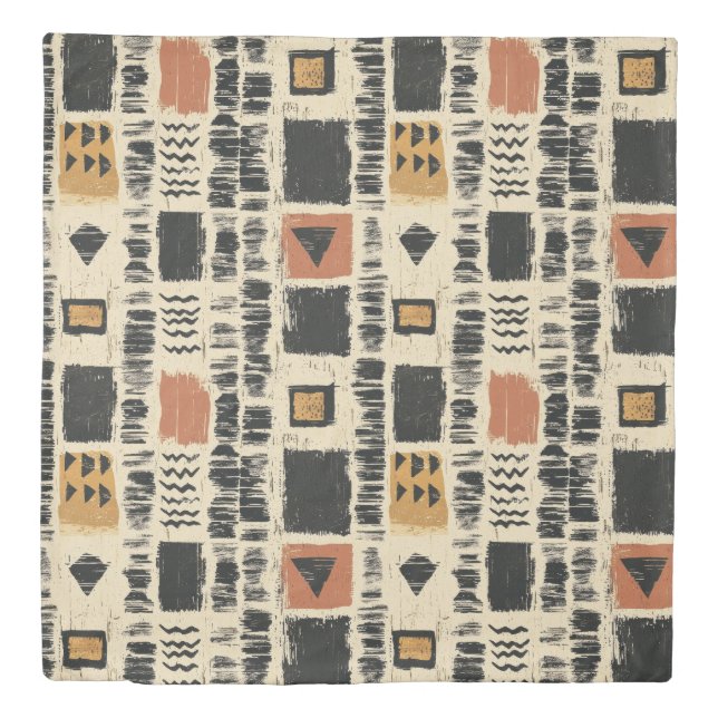 Rustic Mudcloth Geometric Pattern (3) Duvet Cover (Front)