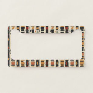 Rustic Mudcloth Geometric Pattern (3) License Plate Frame