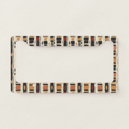 Rustic Mudcloth Geometric Pattern (3) License Plate Frame
