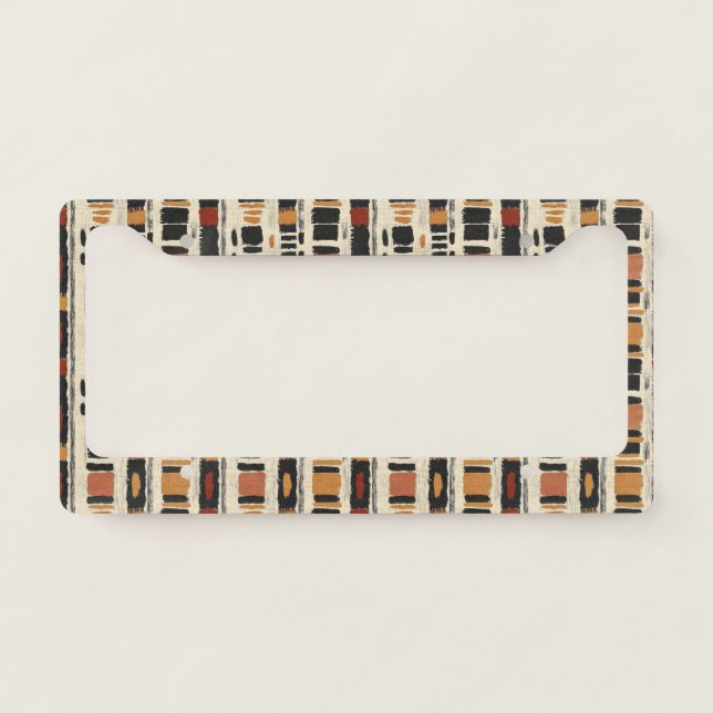 Rustic Mudcloth Geometric Pattern (3) License Plate Frame (Front)