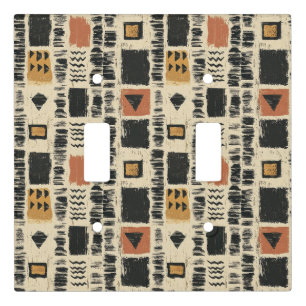 Rustic Mudcloth Geometric Pattern (3) Light Switch Cover