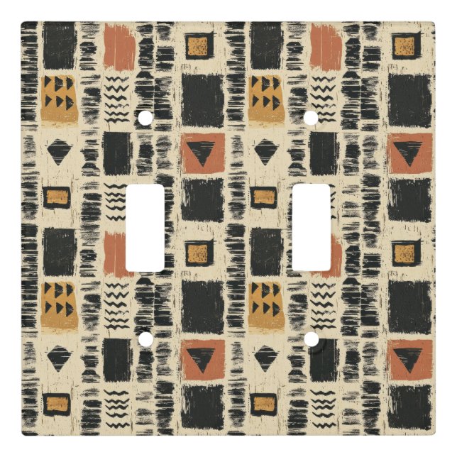 Rustic Mudcloth Geometric Pattern (3) Light Switch Cover (Front)