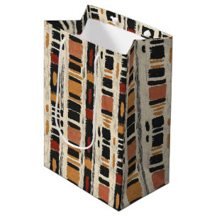 Rustic Mudcloth Geometric Pattern (3) Medium Gift Bag