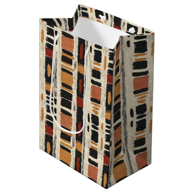 Rustic Mudcloth Geometric Pattern (3) Medium Gift Bag (Front Angled)