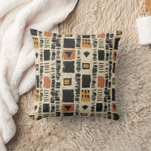 Rustic Mudcloth Geometric Pattern (3) Throw Pillow