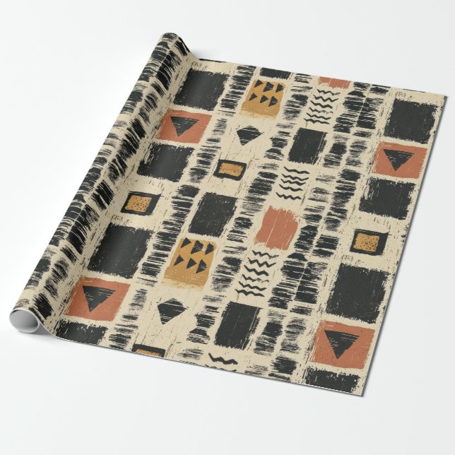 Rustic Mudcloth Geometric Pattern (3) Wrapping Paper (Unrolled)