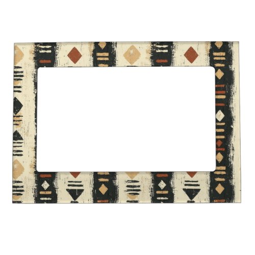 Rustic Mudcloth Geometric Pattern (4) Magnetic Frame