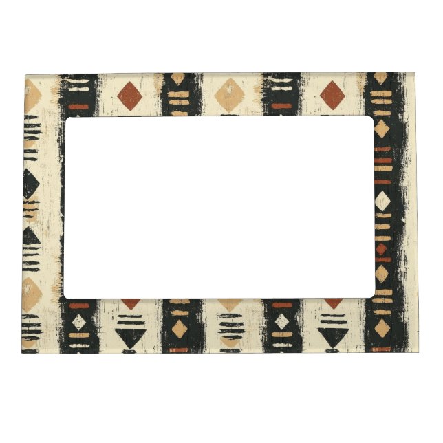 Rustic Mudcloth Geometric Pattern (4) Magnetic Frame (Front)
