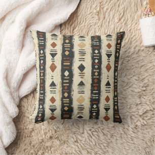 Rustic Mudcloth Geometric Pattern (4) Throw Pillow