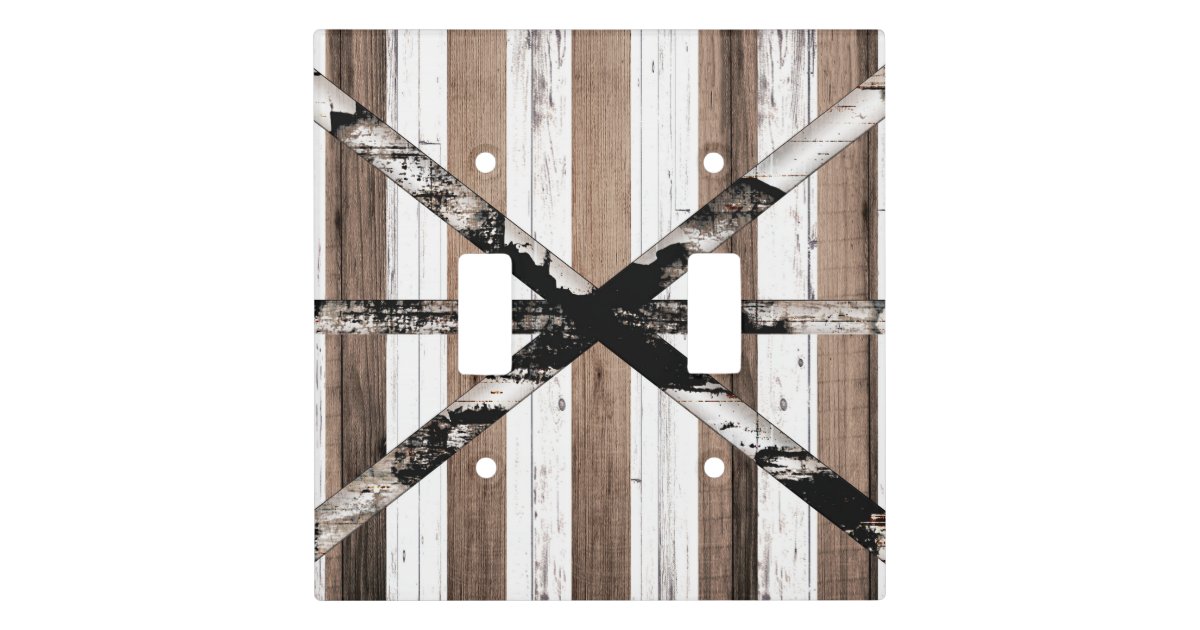 Rustic Multi Wood White & Brown Barn Door Light Switch Cover Zazzle
