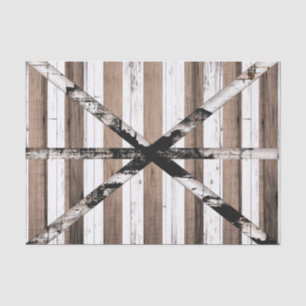 Rustic Multi Wood White & Brown Barn Door Tissue Paper