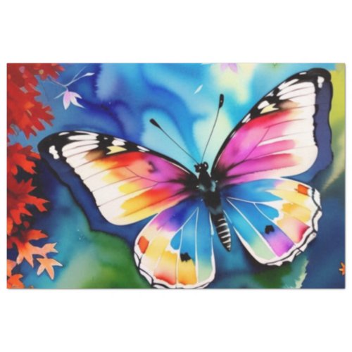 Rustic Multicolor Watercolor Butterfly  Tissue Paper