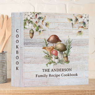 Rustic Mushroom and Leaves Family Recipe Cookbook 3 Ring Binder