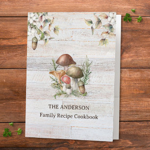 Rustic Mushroom and Leaves Family Recipe Cookbook Pocket Folder