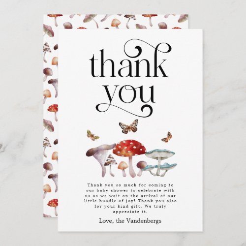 Rustic Mushroom Baby Shower Thank You Card