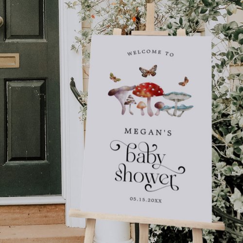 Rustic Mushroom Baby Shower Welcome Sign