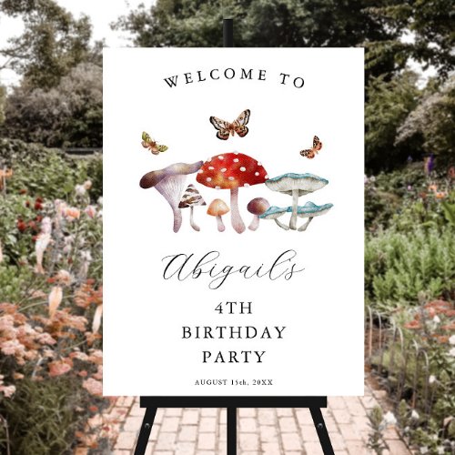 Rustic Mushroom Birthday Welcome Sign