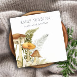 Rustic Mushroom Fern Foliage Stud Earring Display Square Business Card<br><div class="desc">If you need any further customisation please feel free to message me on yellowfebstudio@gmail.com.</div>