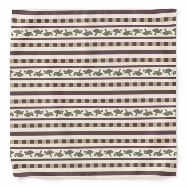 Rustic Mushroom Stripe Pattern Bandana (Front)