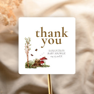 Rustic Mushroom Woodland Baby Shower Square Sticker