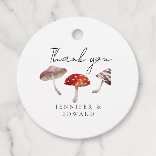 Rustic Mushrooms Wedding Thank You Favor Tags