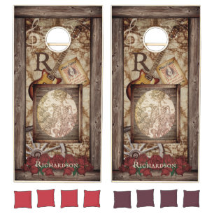 Rustic Music Memorabilia Cornhole Set