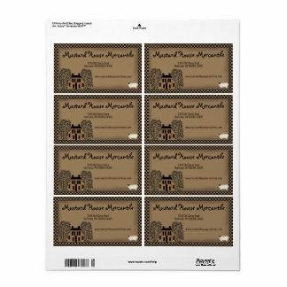 Rustic Mustard Saltbox House Editable Shipping Label