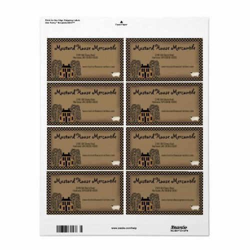 Rustic Mustard Saltbox House Editable Shipping Label