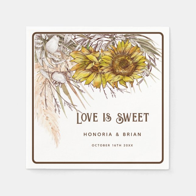 Rustic Mustard Sunflower Napkins (Front)