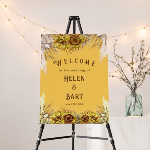 Rustic Mustard Sunflower Wedding Welcome Foam Board