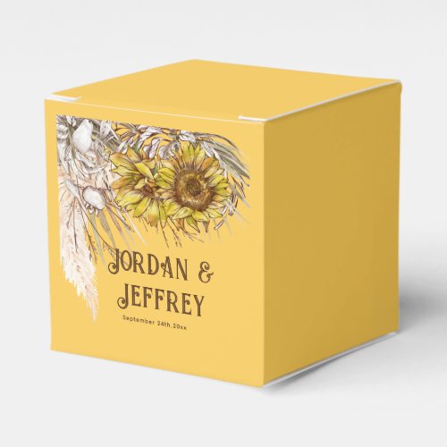 Rustic Mustard Sunflowers  Favor Boxes