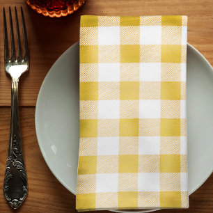 Rustic Mustard Yellow Gingham Buffalo Plaid Cloth Napkin
