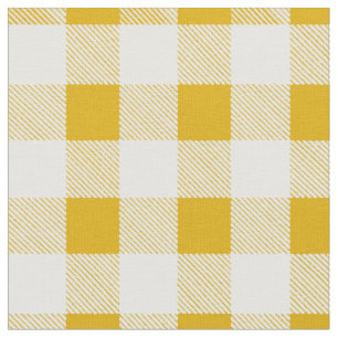 Rustic Mustard Yellow Gingham Buffalo Plaid Fabric