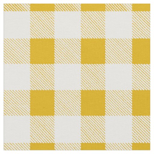 Rustic Mustard Yellow Gingham Buffalo Plaid  Fabric