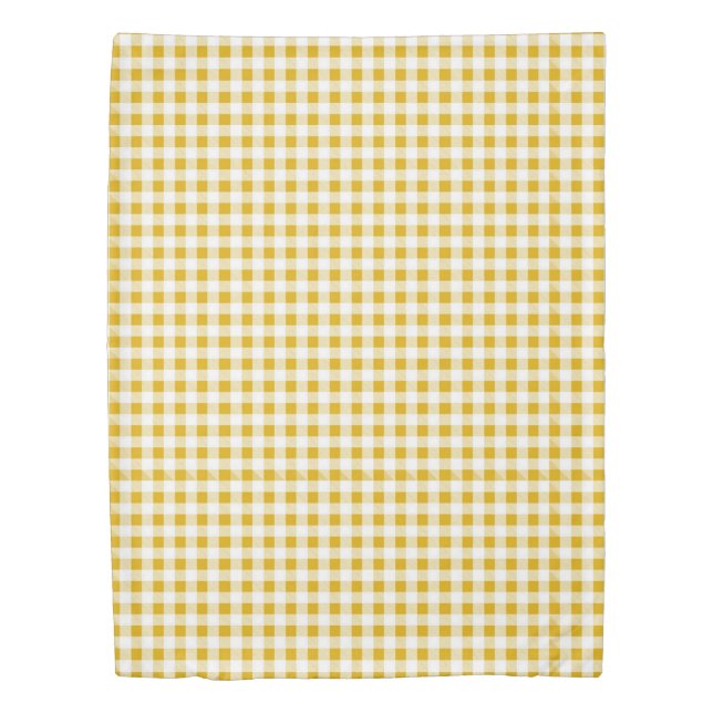 Rustic Mustard Yellow Gingham Check Farmhouse Duvet Cover (Front)