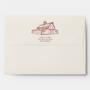 Rustic Muted Red Fall Farm Wedding Envelope